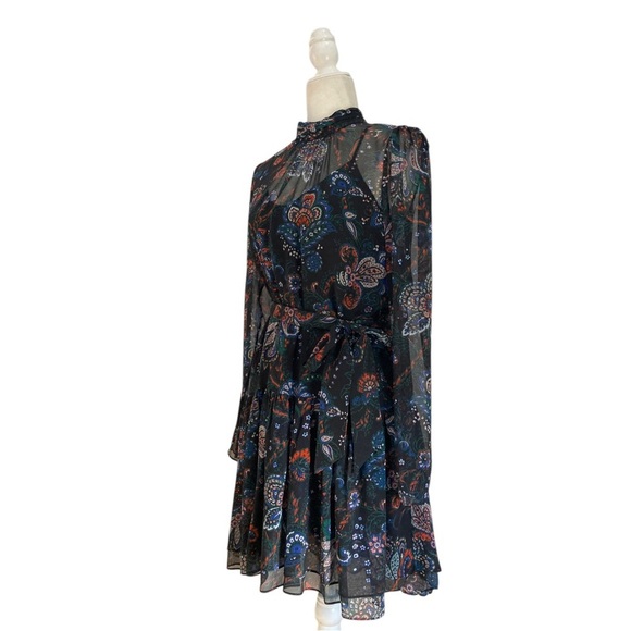 Veronica Beard Bolade Silk Georgette Paisley Tiered Mini dress Size 2 - Picture 14 of 16